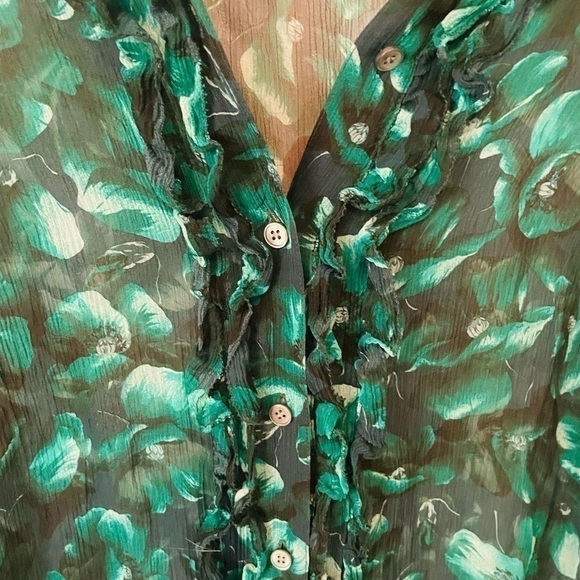 J. Crew Collection Emerald Silk Floral Button Down - Picture 7 of 8
